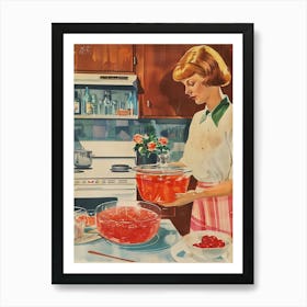 Cooking Jelly In A Retro Kitchen Art Print