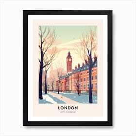 Vintage Winter Travel Poster London United Kingdom 4 Art Print