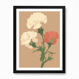 Carnations Flower Big Bold Illustration 1 Art Print