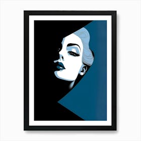 Woman With Blue Eyes Black background Art Print