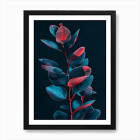 Red Leaves On A Black Background Art Print