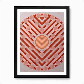 Geometric Abstract Glyph Circle Array in Tomato Red n.0116 Art Print