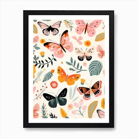 Seamless Pattern With Butterflies 1 Art Print