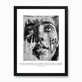 Hope Outdoor Gallery Castle Hill Graffiti Austin Texas Black And White Drawing 1 Poster Art Print