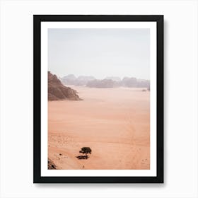 Desert of Wadirum viewpoint, view over the landscape and the sand Art Print