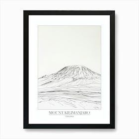 Mount Kilimanjaro Tanzania Line Drawing 1 Poster Art Print