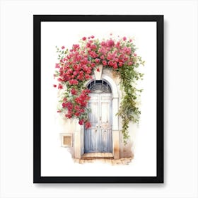 Tarragona, Spain   Mediterranean Doors Watercolour Painting 2 Art Print