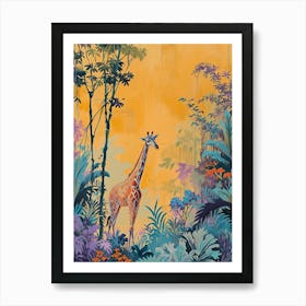 Giraffes By The Tress Illustration 2 Art Print