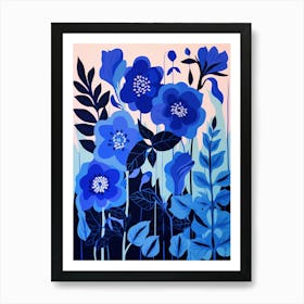 Blue Flower Illustration Delphinium 2 Art Print