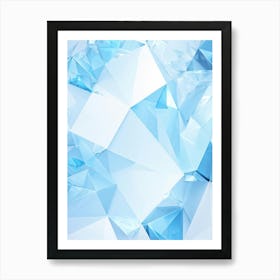 Abstract Geometric Composition Integrating Polygons Soft White And Blue Hues And Transparent Ice (1) Art Print