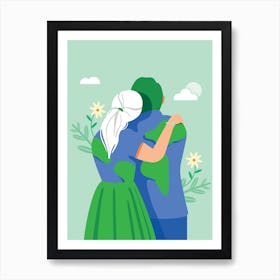 Earth Embrace – Mint Green Art Print Poster