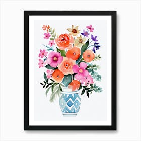 Flowers Bouquet Watercolor Painting Art Print