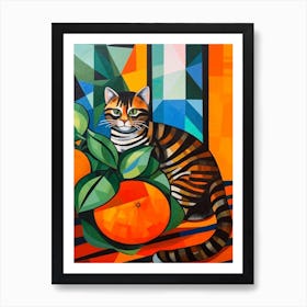 Dahlia With A Cat 3 Cubism Picasso Style Art Print