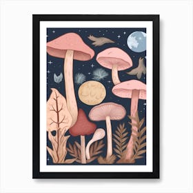 Magic Spring Mushrooms Illustration 10 Art Print