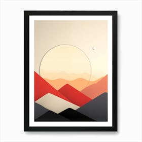 Abstract geometrical sunset Landscape Art Print