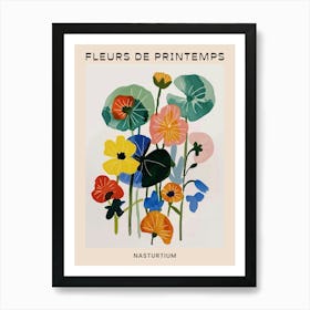 Spring Floral French Poster  Nasturtium 1 Art Print
