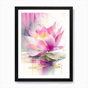 Pink Lotus Storybook Watercolour 2 Art Print