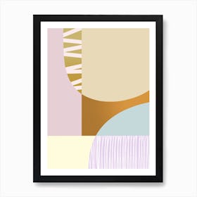 Abstract Geometric Shapes Lilac Beige Blue Art Print
