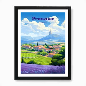 Provence France Purple Fields Travel Illustration Art Print