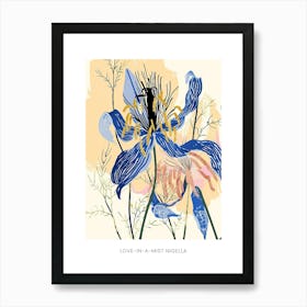 Colourful Flower Illustration Poster Love In A Mist Nigella 1 Art Print