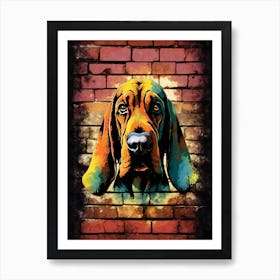 AestheticBloodhound Dog Puppy Brick Wall Graffiti Artwork Art Print