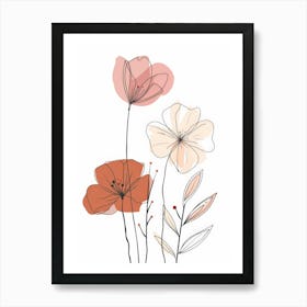 Flowers On A White Background 3 Art Print