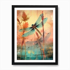Dragonfly Wetlands Illustration  3 Art Print