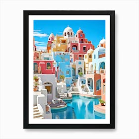 Colorful Houses In Santorini Art Print