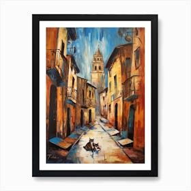 Painting Of Buenos Aires With A Cat In The Style Of Surrealism, Dali Style 4 Art Print