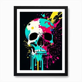 Skull With Splatter Effects 1 Pop Art Art Print