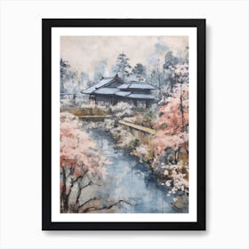 Winter City Park Painting Kenrokuen Garden Kanazawa Japan 3 Art Print