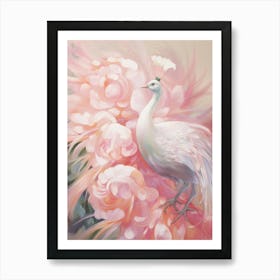 Pink Ethereal Bird Painting Peacock 4 Art Print