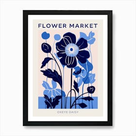 Blue Flower Market Poster Oxeye Daisy 2 Art Print