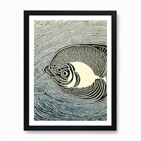 Barreleye Fish II Linocut Art Print