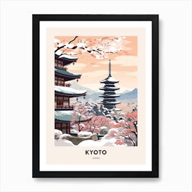 Vintage Winter Travel Poster Kyoto Japan 1 Art Print