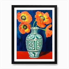 Flowers In A Vase Still Life Painting Poppy 2 Art Print