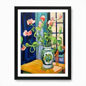 Flowers In A Vase Still Life Painting Sweet Pea 4 Art Print