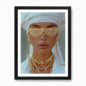 Golden Beauty - Sunglass portrait, white and gold Art Print