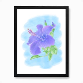 Hibiscus Purple Flower Art Print