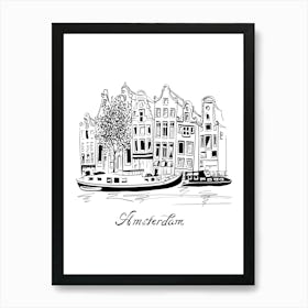 Amsterdam Cityscape Illustration Print Art Art Print