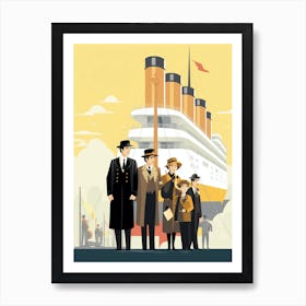 Titanic Family Boarding Ship Minimalist Illustration 3 Poster