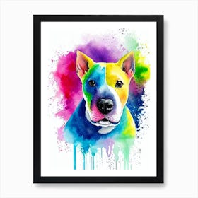 Miniature Bull Terrier Rainbow Oil Painting Dog Art Print