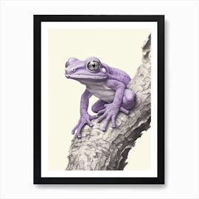 Purple Tree Frog Vintage Botanical 2 Art Print