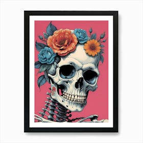 Floral Skeleton In The Style Of Pop Art (5) Art Print
