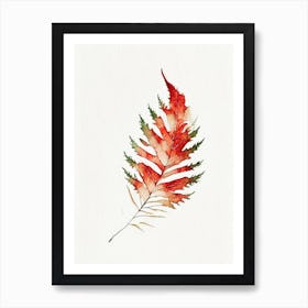 Western Red Cedar Leaf Minimalist Watercolour Art Print