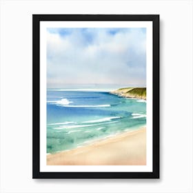 Porthcurno Beach 2, Cornwall Watercolour Art Print
