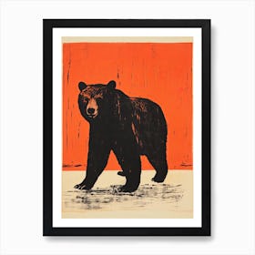 Bear, Woodblock Animal  Drawing 2 Art Print