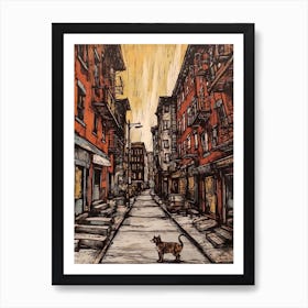 Painting Of New York With A Cat Drawing 2 Art Print