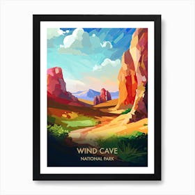 Wind Cave National Park Travel Poster Illustration Style 2 Art Print