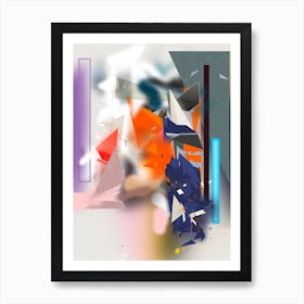Coloful Geometric Abstraction Orange Deep Bleu Pink And Purple Art Print